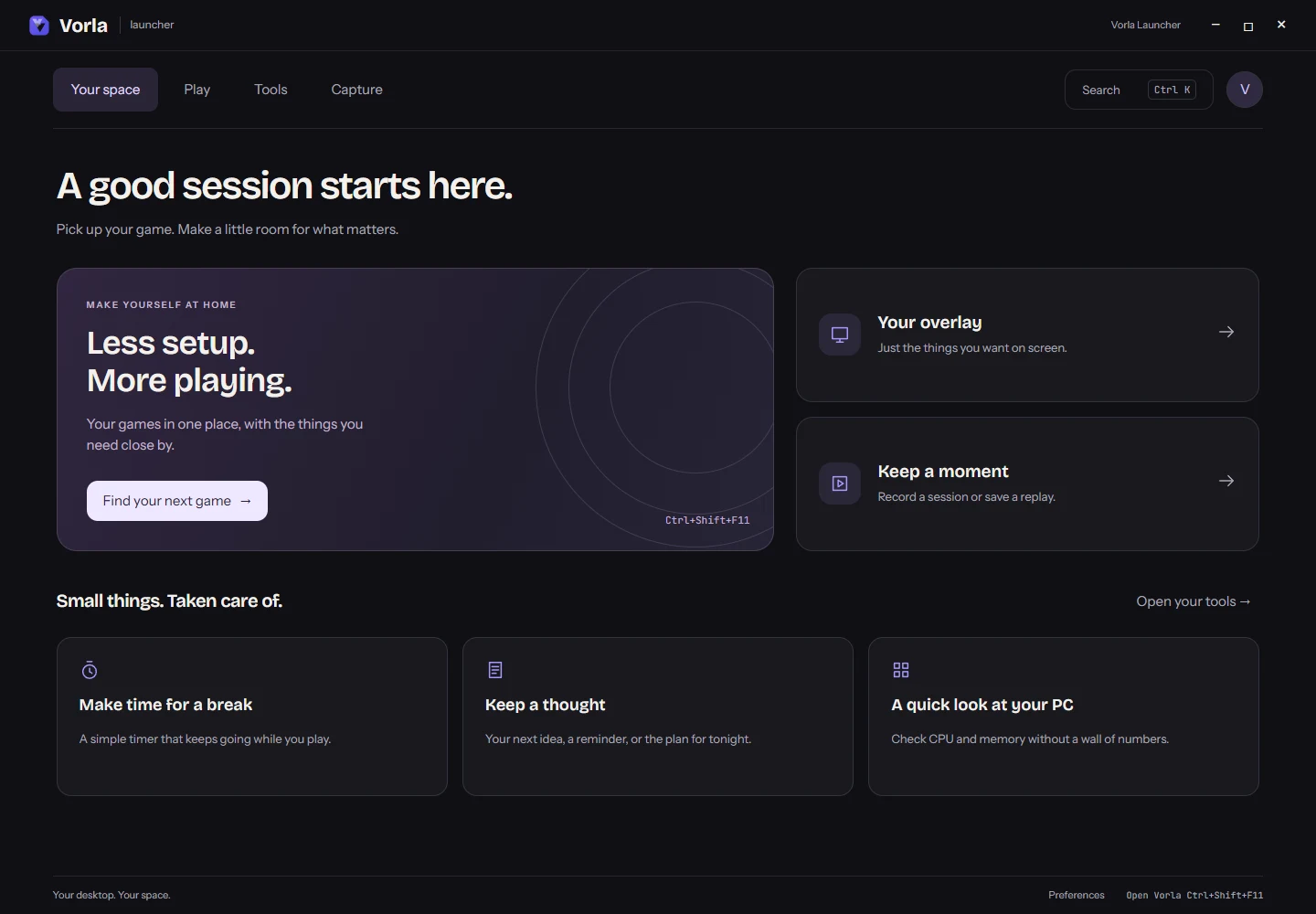 The new Vorla Launcher workspace